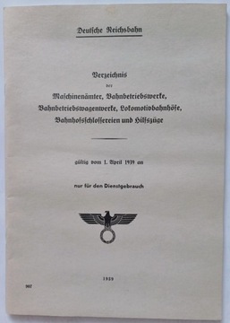 Deutsche Reichsbahn Spis infrastruktury kolei 1939