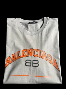 Tshirt klasyk BB Balenciaga beżowa L, XL