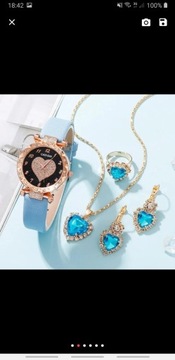 Nowy damski zegarek + zestaw biżuterii 