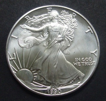 USA - 1 Dollar 1990 - Amerykański Orzeł. Srebro