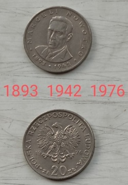 Moneta  20zł  Marceli Nowotko  1893  1942  1976