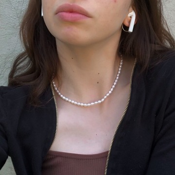 Naszyjnik perły perełki naturalne białe choker