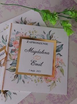 Elegancie kwiatowe zaproszenie slubne