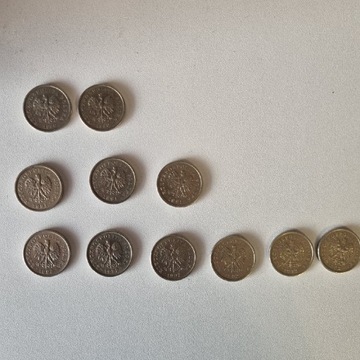 Monety 1 zł z lat 1990, 1991, 1992