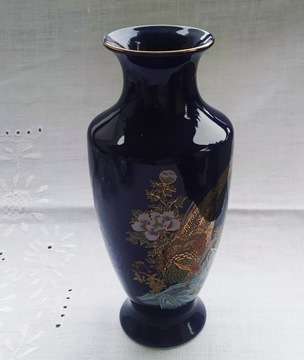 Orientalny wazon z porcelany, kobaltowy