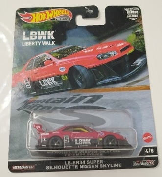 Hot wheels nissan skyline r34 lbwk premium 