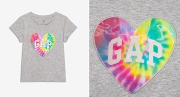 GAP koszulka z logo i holograficznym sercem 5 lat