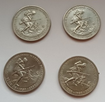 Monety cztery 500zł 50 rocznica wojny obronnej