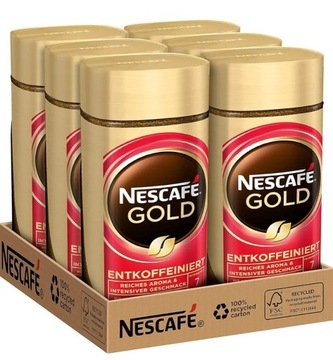 6 x 200 g Nescafe Gold Kawa Bezkofeinowa rozp.