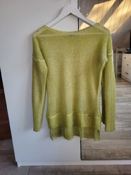 Sweter moher S / M włoski z koronką limonka