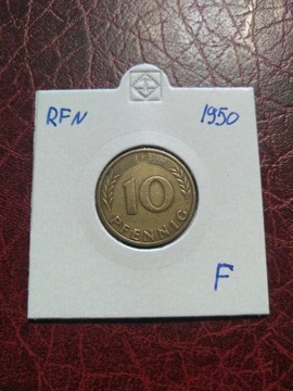 Moneta Niemcy RFN 10 pfennig 1950 F