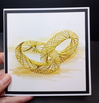 Kartka okolicznościowa haftowana - obrączki złote 