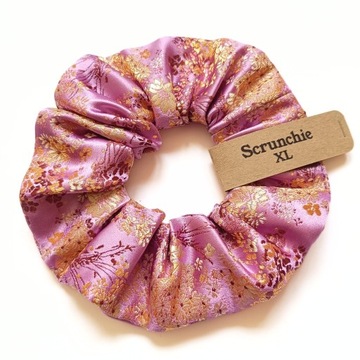 Scrunchie gumka fioletowa XL żakard