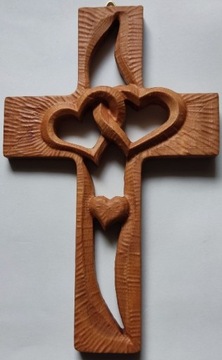 Krzyż, Płaskorzeźba, 3D, drewno 
