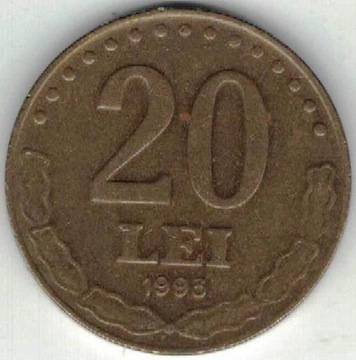 Rumunia 20 lei lejów 1993 24,1 mm  nr 2