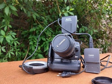 Canon EOS 350D +obiektyw +lampa błysk.battery Grip