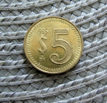 Meksyk 5 Peso 1985r - Mała średnica 17 mm