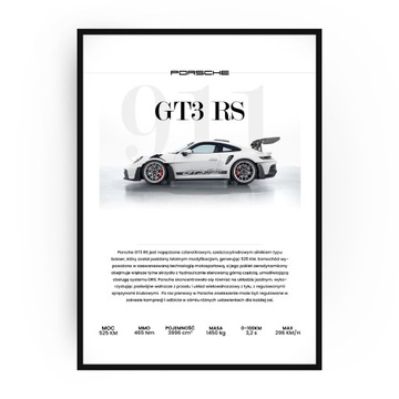 Plakat samochodowy Porsche 911 GT3 RS z ramką