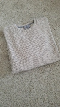Lekki sweter z długim rękawem jasny beżowy 100% bawełna 40 L Marks&Spencer