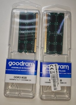 2xPamięć RAM GOODRAM 8GB 1600MHZ DDR3 CL11 