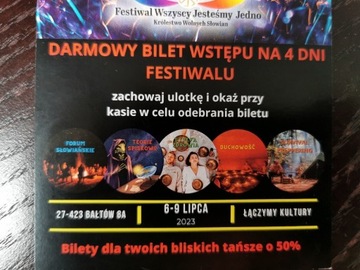 Wejscowka na festiwal wszyscy jestesmy jedno