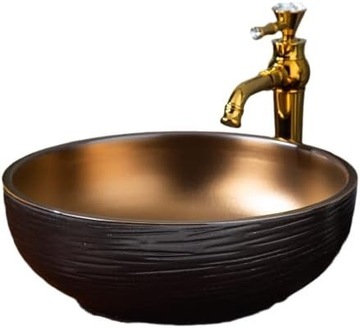 Umywalka ceramiczna Nablatowa okrągła złota