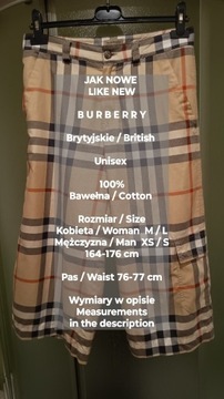 BURBERRY Spodnie typu rybaczki, 100% Bawełna, XS-L