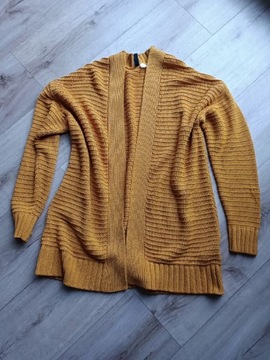Żółty sweter długi kardigan narzutka S 36 H&M