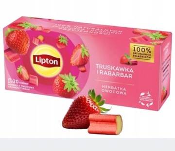 Herbata Lipton Truskawka Rabarbar 32g 20szt tanio