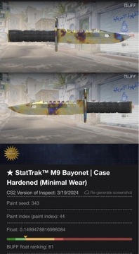 M9 Bagnet Stal Nawęglana lekkie zużycie Skin CS2, CS:GO, przedmiot