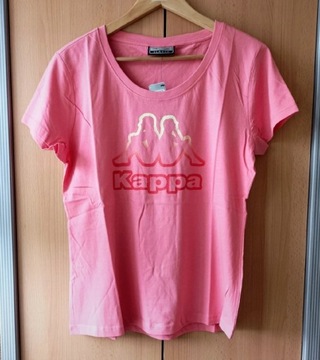 T-shirt damski Kappa - XL - pudrowy róż - neonowe logo