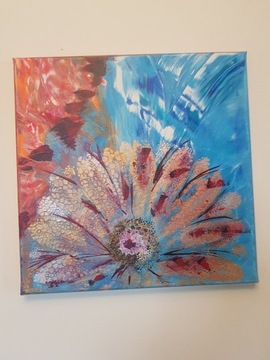 Obraz akryl na płótnie 30x30 Niebieskie kwiaty w c