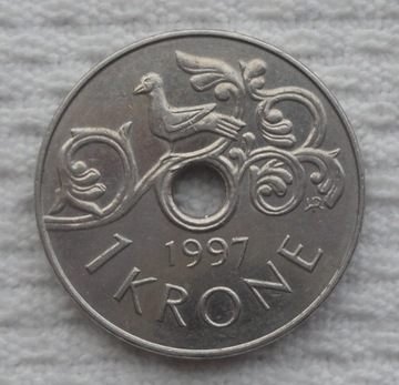 Norwegia Harald V 1 korona 1997 KM# 462