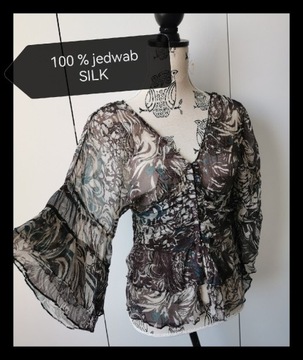 Zara piękna bluzka zwiewna jedwab SILK 34 XS xxs