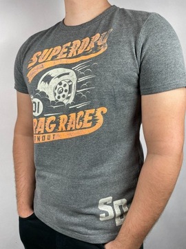 SuperDry Szary T-shirt - Rozmiar XL (Męski)