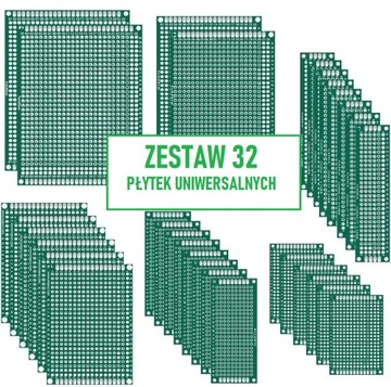 DWUSTRONNA PŁYTKA DRUKOWANA UNIWERSALNA 32szt. PCB