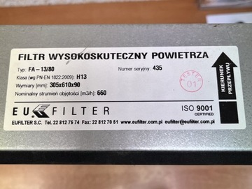 Filtr Powietrza wentylacji Absolutny Ultramare 610 * 305 * 90 mm