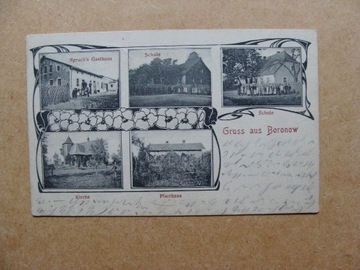 Pocztówka z Boronowa wysłana w 1908  roku