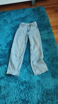 Niebieskie jeansy wide leg denim rozmiar 146 