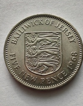 JERSEY 5 New Pence 1968 okołoMENNICZA 