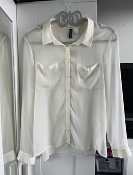 H&M biała koszula bluzka szyfonowa mgiełka m 38