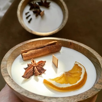 Zestaw 2 świec świątecznych w drewnie mango