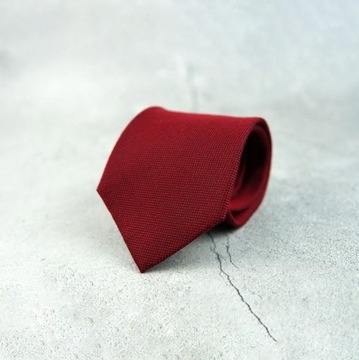 NOWY bordowy krawat wełniany czerwony 8cm ślub