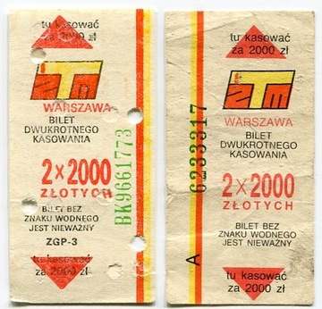 ZTM Warszawa - 2x2000 zł, warianty numeratora