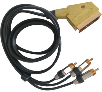 Przewód Kabel SCART-3xRCA 1,5m Audio Video TV GOLD