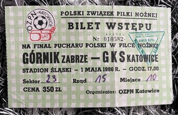 Biletz finału PP 1986: Górnik Zabrze- GKS Katowice