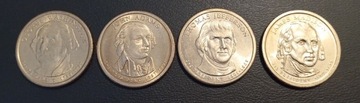 Zestaw 4 monet Presidential Dollars z 2007r.
