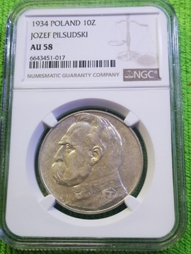 Moneta obiegowa II RP Józef Piłsudski 1934 r NGC