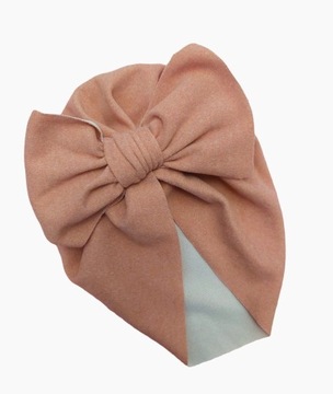 Turban czapka dziewczęca brudny róż 9-12 m-cy