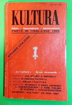 KULTURA PARYŻ 1992 nr 1 - 2 wyd. krajowe 